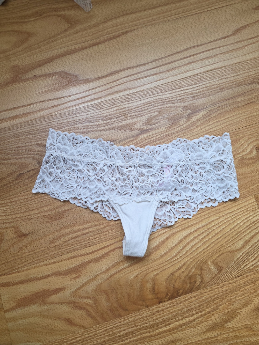 Lace Cheeky Thong Panty - White